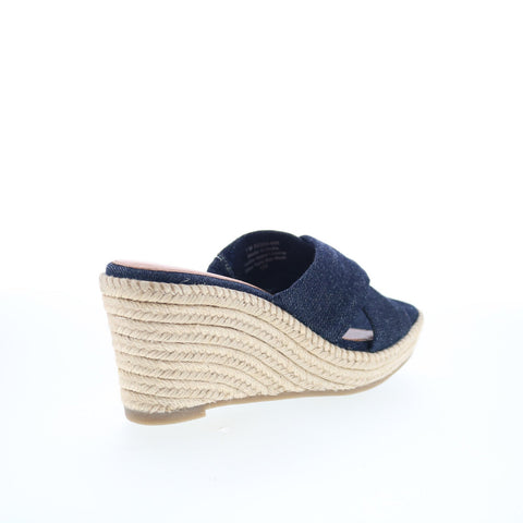 SoftWalk Hastings S2324-486 Womens Blue Canvas Wedges Sandals Shoes