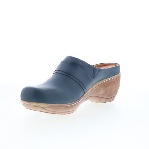 SoftWalk Macintyre S2361-469 Womens Blue Leather Slip On Clog Flats Shoes