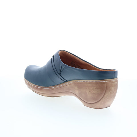 SoftWalk Macintyre S2361-469 Womens Blue Leather Slip On Clog Flats Shoes