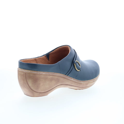 SoftWalk Macintyre S2361-469 Womens Blue Leather Slip On Clog Flats Shoes