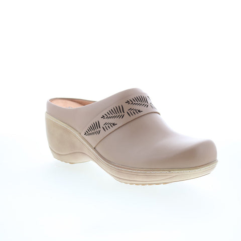 SoftWalk Melita S2412-117 Womens Brown Leather Slip On Clog Flats Shoes