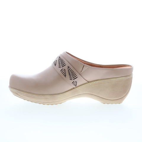 SoftWalk Melita S2412-117 Womens Brown Leather Slip On Clog Flats Shoes