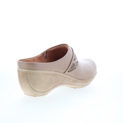 SoftWalk Melita S2412-117 Womens Brown Leather Slip On Clog Flats Shoes