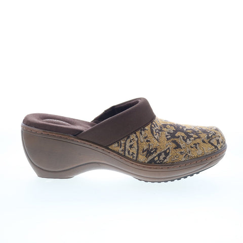 Softwalk Murietta S6015-960 Womens Brown Canvas Slip On Clog Flats Shoes