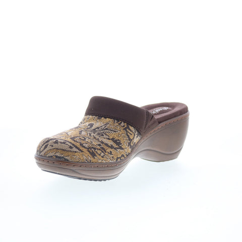 Softwalk Murietta S6015-960 Womens Brown Canvas Slip On Clog Flats Shoes