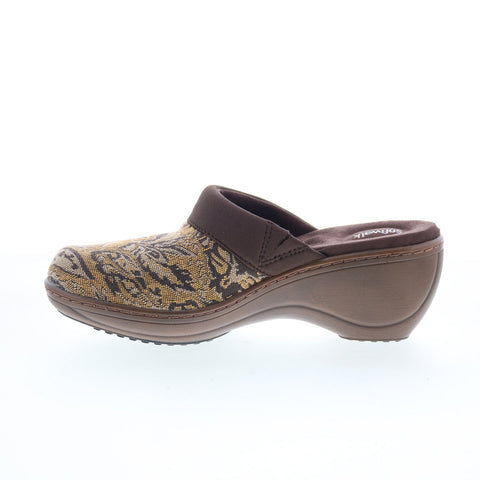 Softwalk Murietta S6015-960 Womens Brown Canvas Slip On Clog Flats Shoes