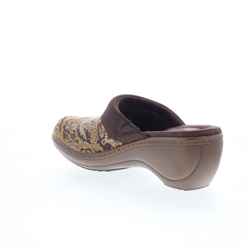 Softwalk Murietta S6015-960 Womens Brown Canvas Slip On Clog Flats Shoes