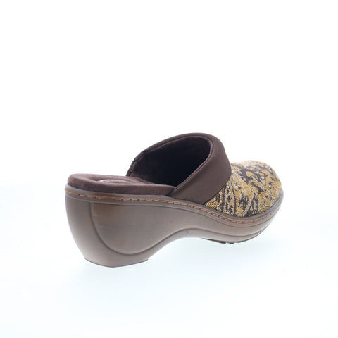 Softwalk Murietta S6015-960 Womens Brown Canvas Slip On Clog Flats Shoes