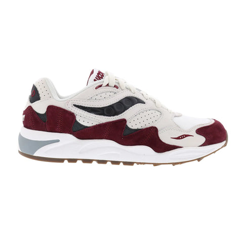 Saucony Grid Shadow 2 S70773-2 Mens White Suede Lifestyle Sneakers Shoes
