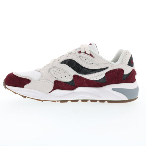 Saucony Grid Shadow 2 S70773-2 Mens White Suede Lifestyle Sneakers Shoes