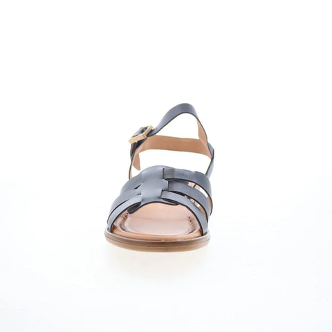 Miz Mooz Sabby Womens Black Leather Hook & Loop Strap Sandals Shoes