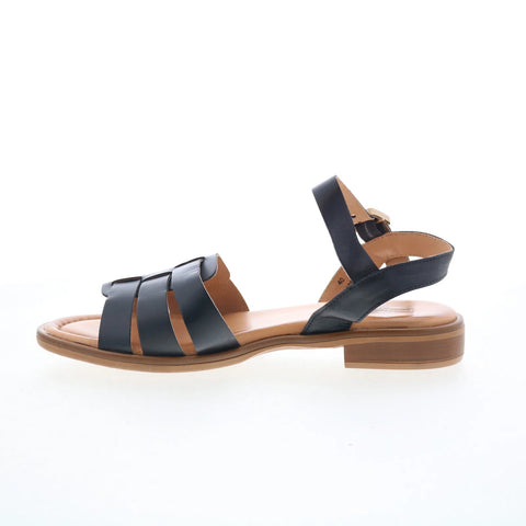 Miz Mooz Sabby Womens Black Leather Hook & Loop Strap Sandals Shoes