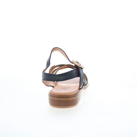 Miz Mooz Sabby Womens Black Leather Hook & Loop Strap Sandals Shoes