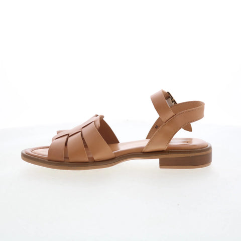Miz Mooz Sabby Womens Brown Leather Hook & Loop Strap Sandals Shoes