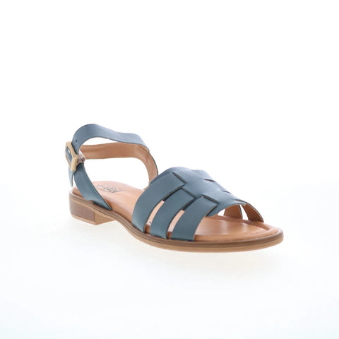 Miz Mooz Sabby Womens Blue Leather Hook & Loop Strap Sandals Shoes