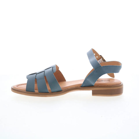 Miz Mooz Sabby Womens Blue Leather Hook & Loop Strap Sandals Shoes