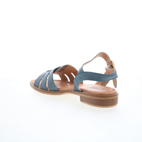 Miz Mooz Sabby Womens Blue Leather Hook & Loop Strap Sandals Shoes