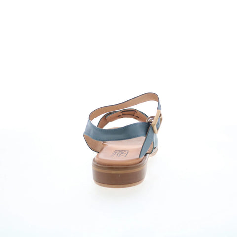 Miz Mooz Sabby Womens Blue Leather Hook & Loop Strap Sandals Shoes