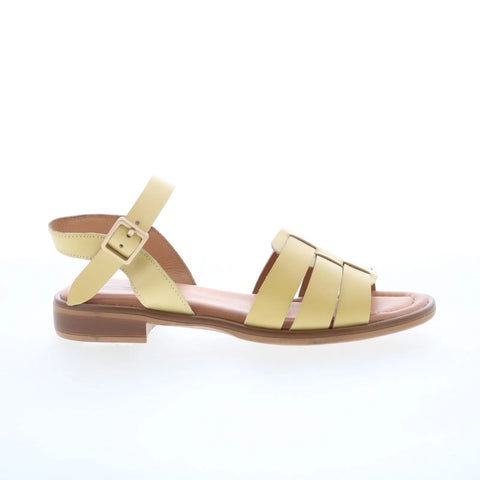 Miz Mooz Sabby Womens Yellow Leather Hook & Loop Strap Sandals Shoes