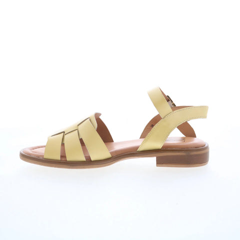 Miz Mooz Sabby Womens Yellow Leather Hook & Loop Strap Sandals Shoes