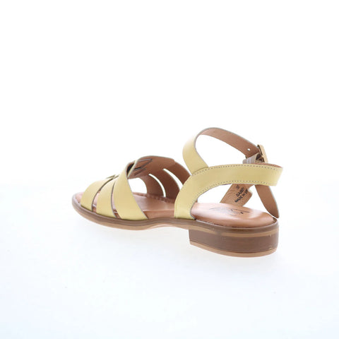 Miz Mooz Sabby Womens Yellow Leather Hook & Loop Strap Sandals Shoes