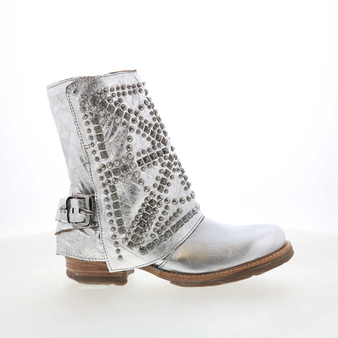A.S. 98 Sabey Womens Silver Leather Zipper Casual Dress Boots