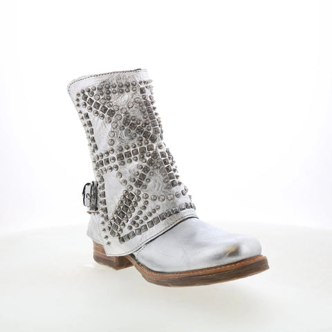 A.S. 98 Sabey Womens Silver Leather Zipper Casual Dress Boots