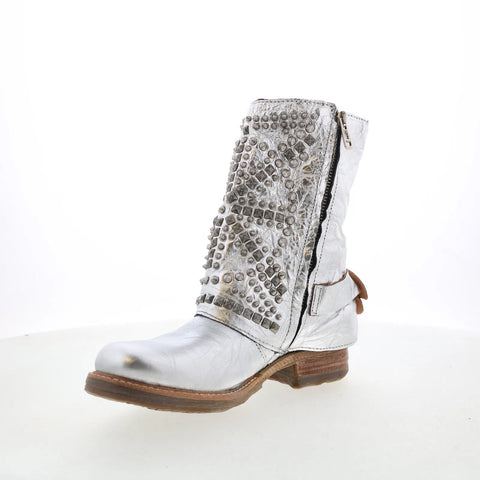 A.S. 98 Sabey Womens Silver Leather Zipper Casual Dress Boots