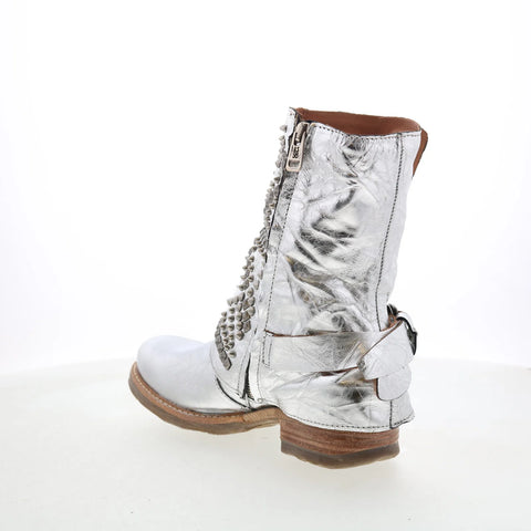 A.S. 98 Sabey Womens Silver Leather Zipper Casual Dress Boots