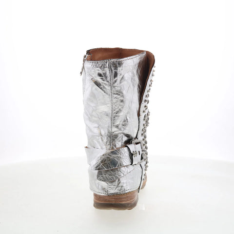 A.S. 98 Sabey Womens Silver Leather Zipper Casual Dress Boots