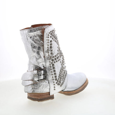 A.S. 98 Sabey Womens Silver Leather Zipper Casual Dress Boots