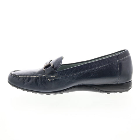 David Tate Sable Womens Blue Leather Slip On Loafer Flats Shoes