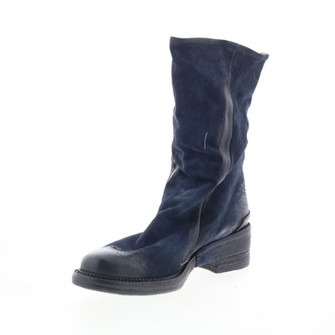 A.S. 98 Saddler Womens Blue Leather Zipper Casual Dress Boots