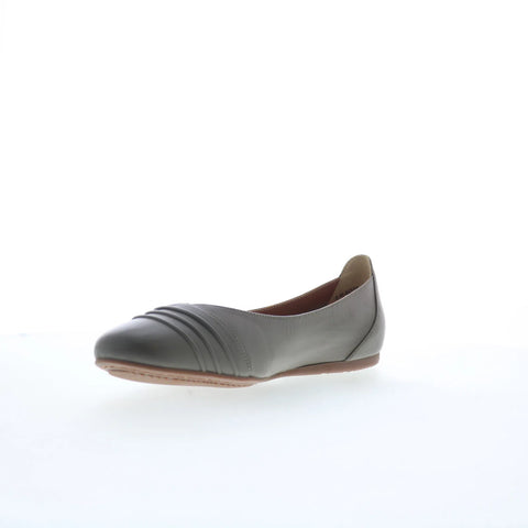 Softwalk Safi S2158-312 Womens Gray Leather Slip On Ballet Flats Shoes