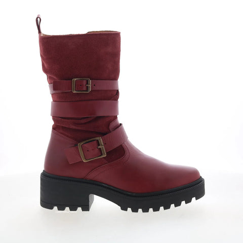 Miz Mooz Saige Womens Red Suede Zipper Casual Dress Boots