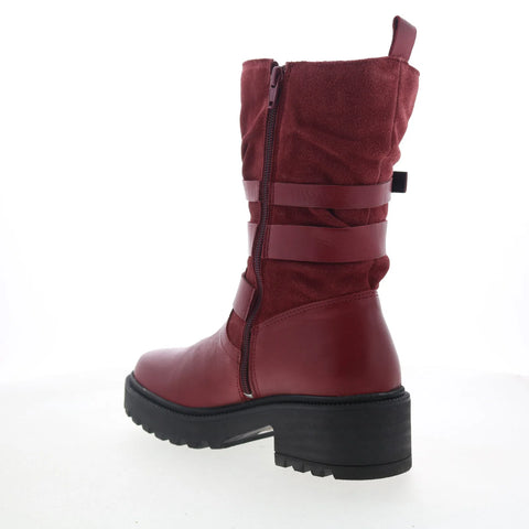 Miz Mooz Saige Womens Red Suede Zipper Casual Dress Boots