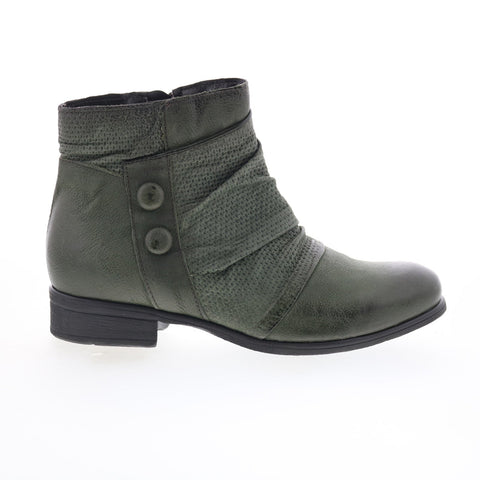 Miz Mooz Sallie Womens Green Leather Zipper Ankle & Booties Boots