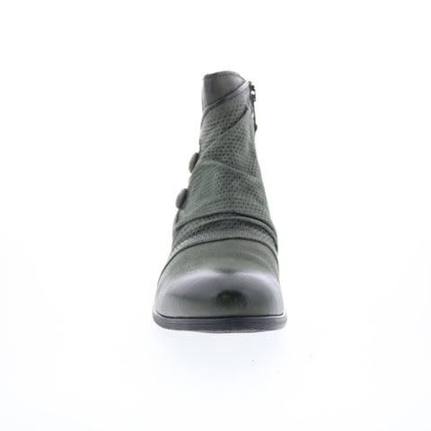 Miz Mooz Sallie Womens Green Leather Zipper Ankle & Booties Boots