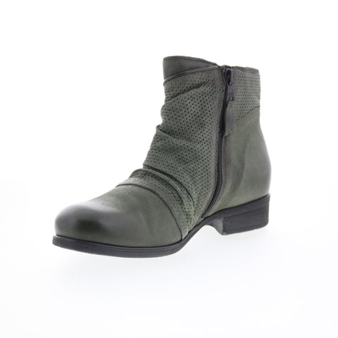 Miz Mooz Sallie Womens Green Leather Zipper Ankle & Booties Boots
