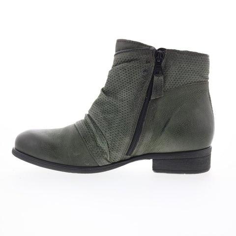 Miz Mooz Sallie Womens Green Leather Zipper Ankle & Booties Boots