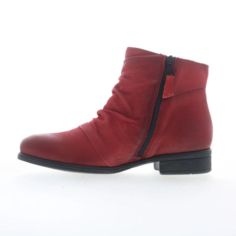 Miz Mooz Sallie Womens Red Leather Zipper Ankle & Booties Boots