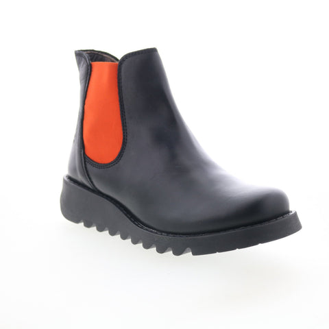 Fly London Salv SALV-083 Womens Black Leather Slip On Chelsea Boots