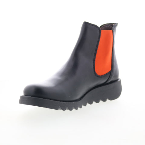 Fly London Salv SALV-083 Womens Black Leather Slip On Chelsea Boots