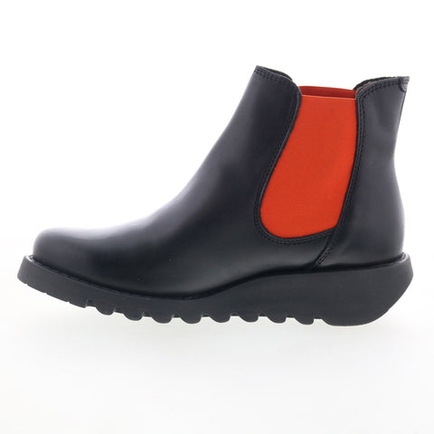 Fly London Salv SALV-083 Womens Black Leather Slip On Chelsea Boots