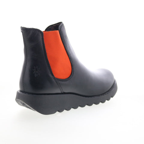 Fly London Salv SALV-083 Womens Black Leather Slip On Chelsea Boots