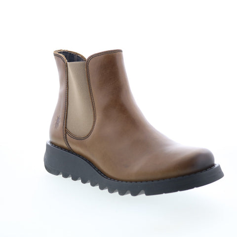Fly London Salv SALV-087 Womens Brown Leather Slip On Chelsea Boots