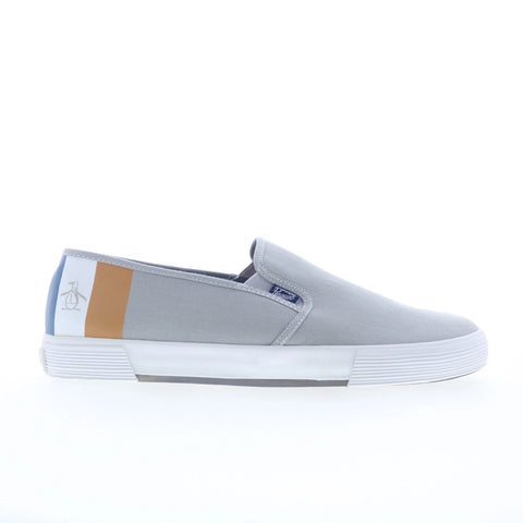 Original Penguin Sam Stripe Slip On Mens Gray Lifestyle Sneakers Shoes