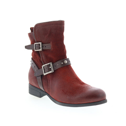 Miz Mooz Sammie Womens Burgundy Leather Zipper Casual Dress Boots