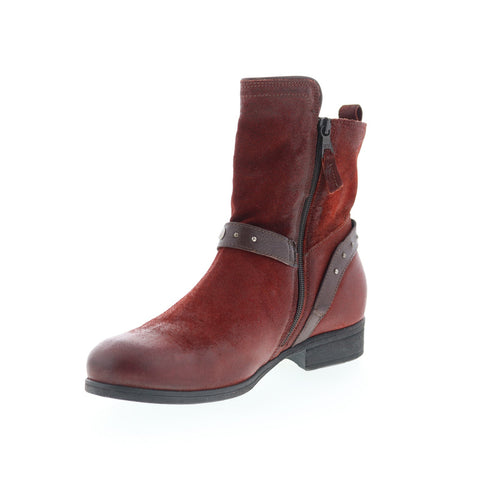 Miz Mooz Sammie Womens Burgundy Leather Zipper Casual Dress Boots