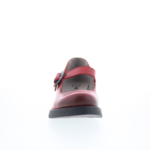 Fly London Samp SAMP132FLY-001 Womens Red Leather Mary Jane Flats Shoes